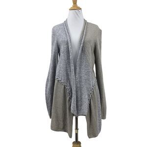 Nic + Zoe Open Front Cardigan Sweater Womens S Small Braided Trim Colorblock